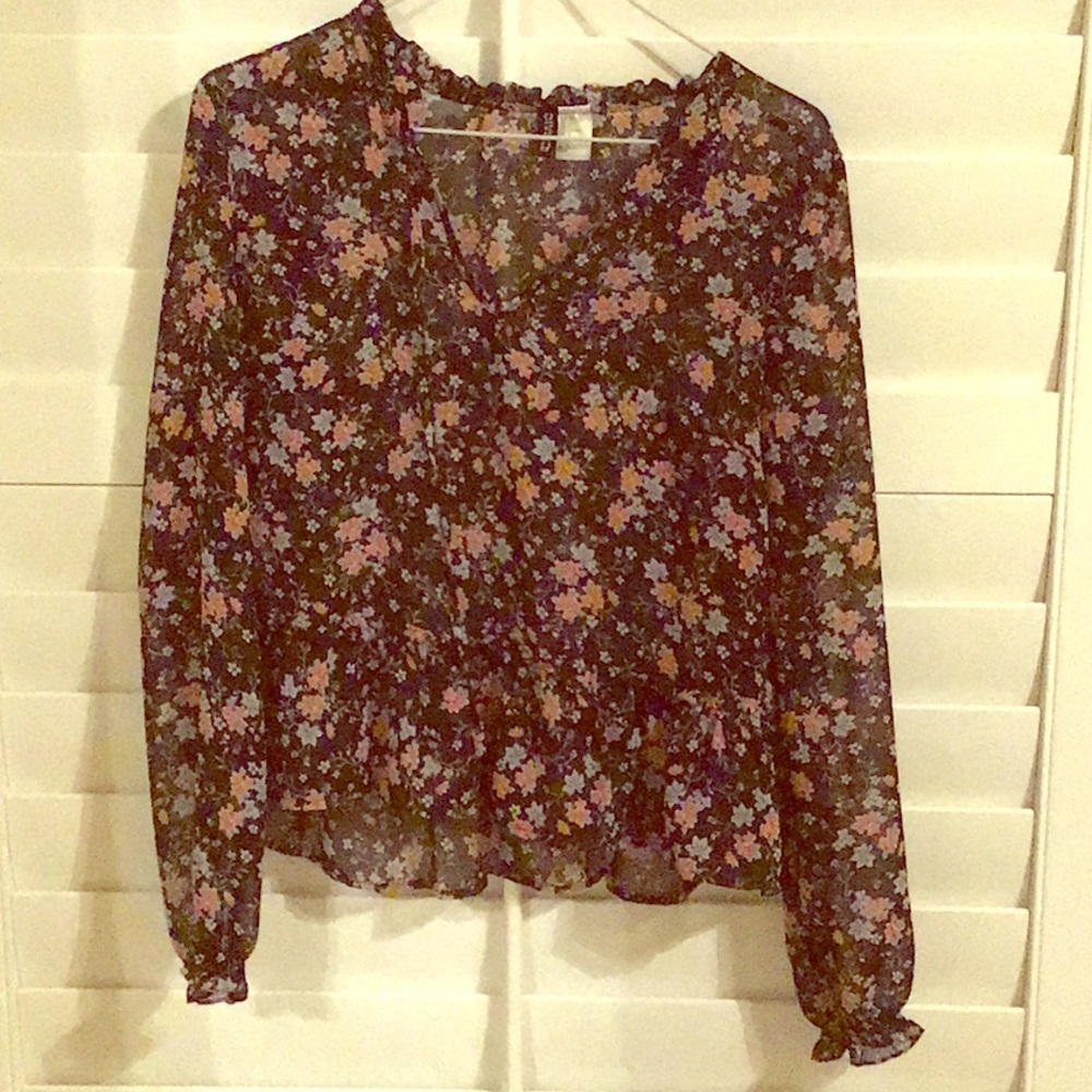 Sheer floral blouse